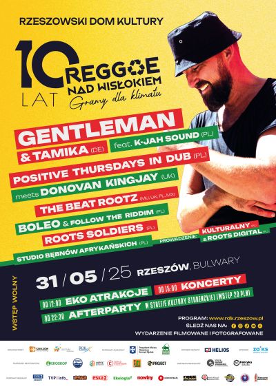 Plakat promujący wydarzenie Reggae nad Wisłokiem 2025 - Gramy dla klimatu